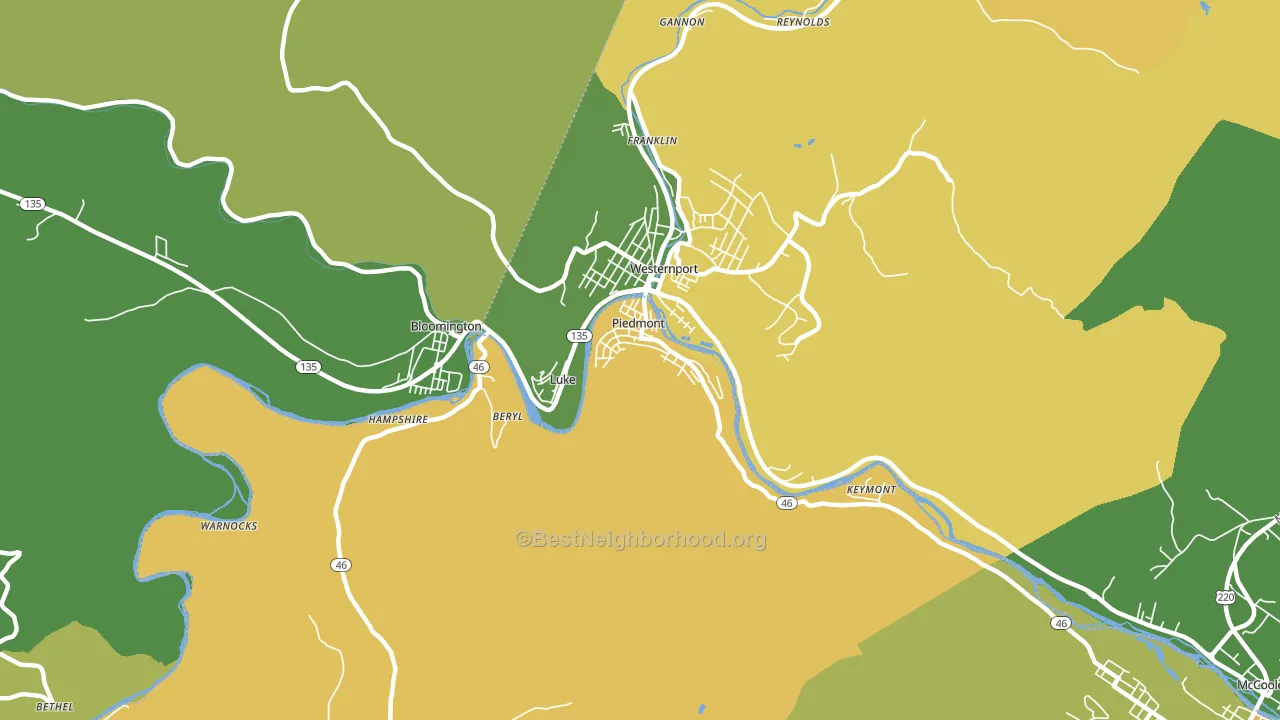 Piedmont, WV block-group voter-turnout map