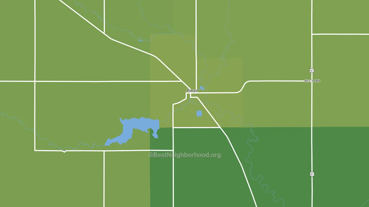 Pierce, NE block-group voter-turnout map