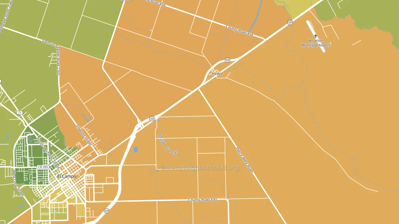 Pierce, TX block-group voter-turnout map