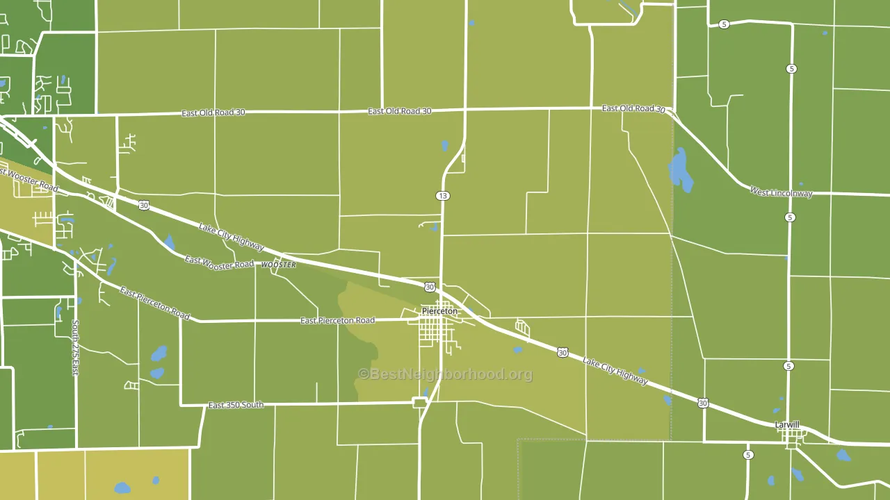 Pierceton, IN block-group voter-turnout map