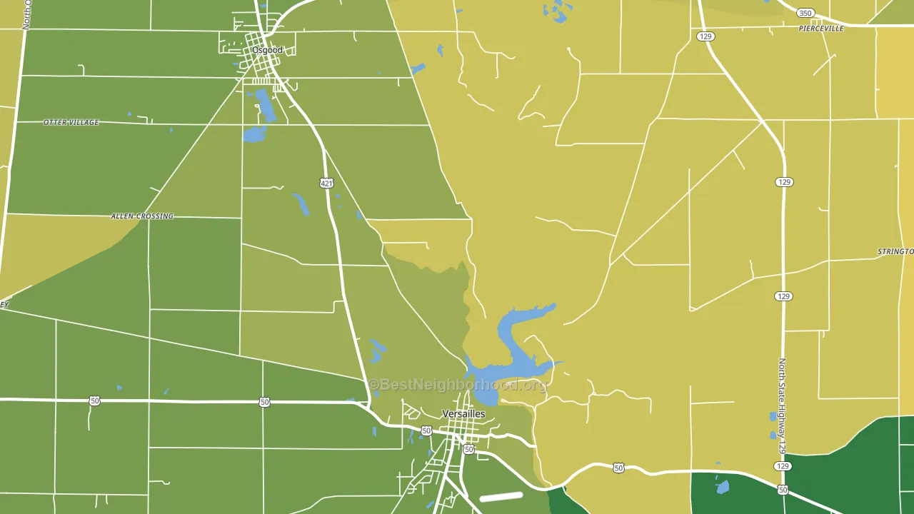 Pierceville, IN block-group voter-turnout map