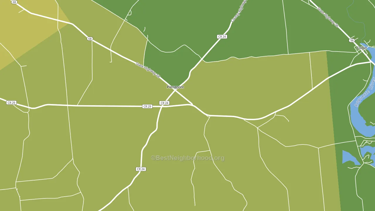 Pierrepont, NY block-group voter-turnout map