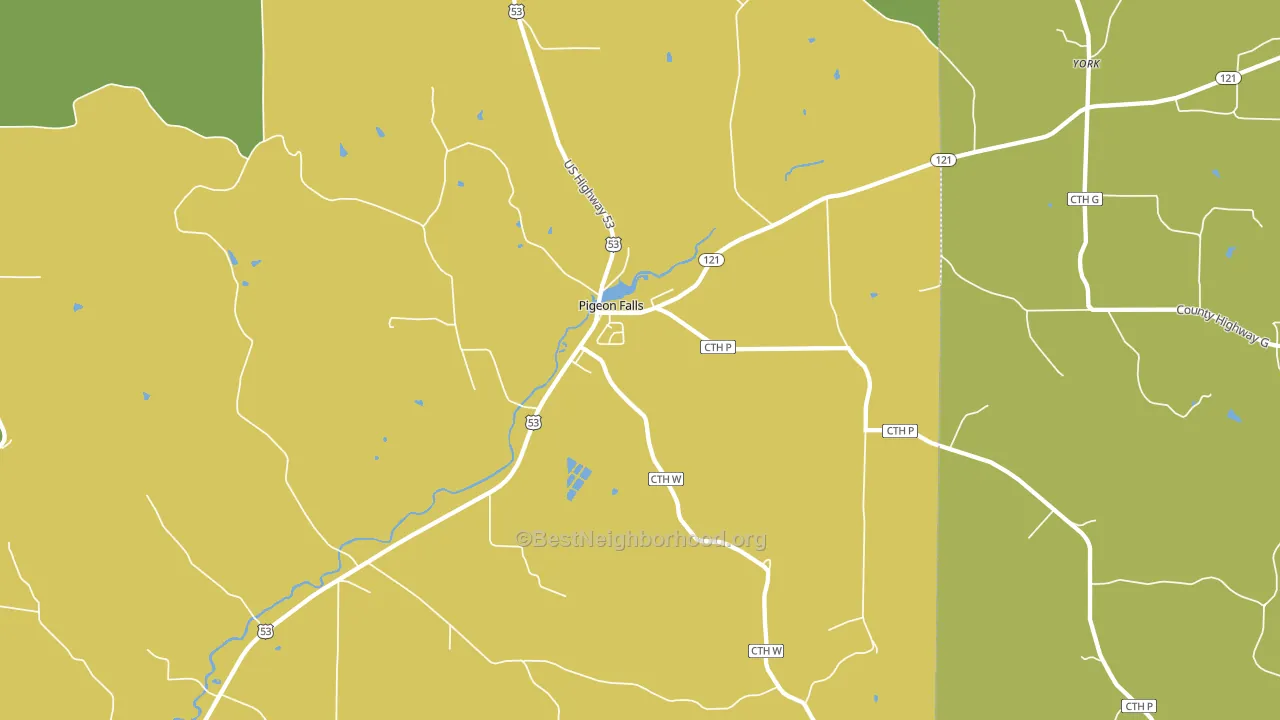 Pigeon Falls, WI block-group voter-turnout map