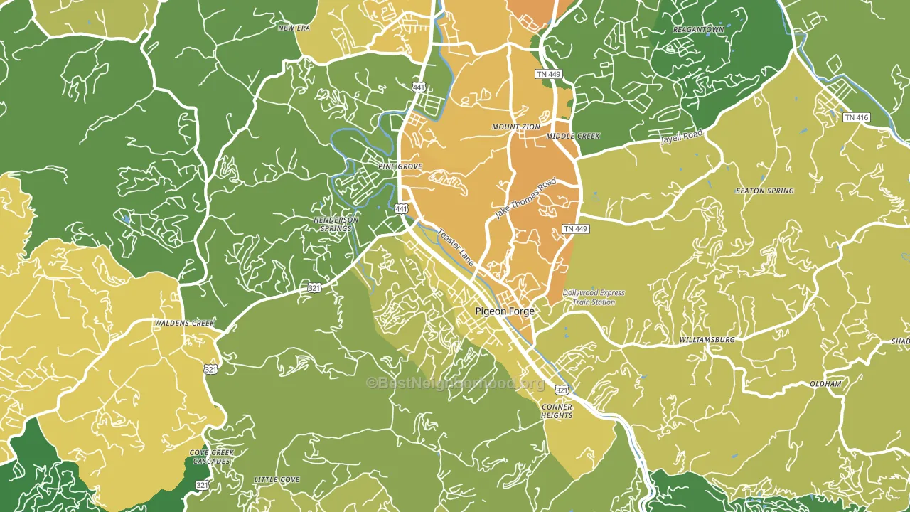 Pigeon Forge, TN block-group voter-turnout map