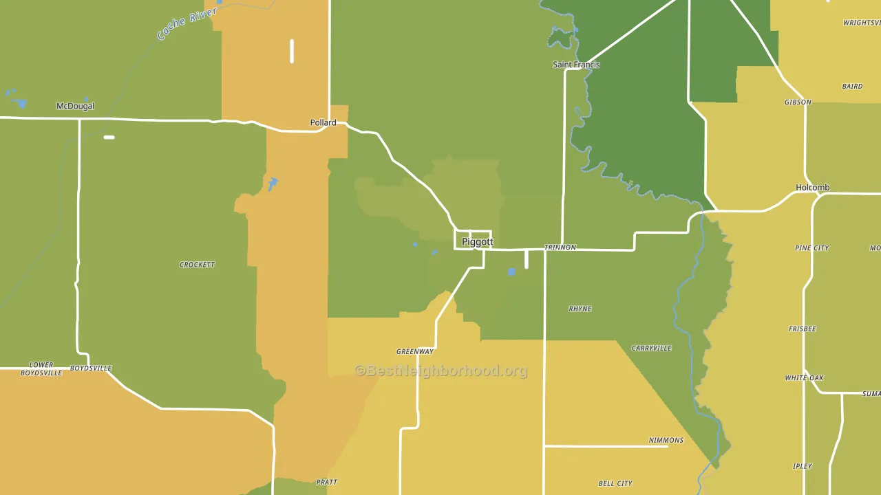 Piggott, AR block-group voter-turnout map