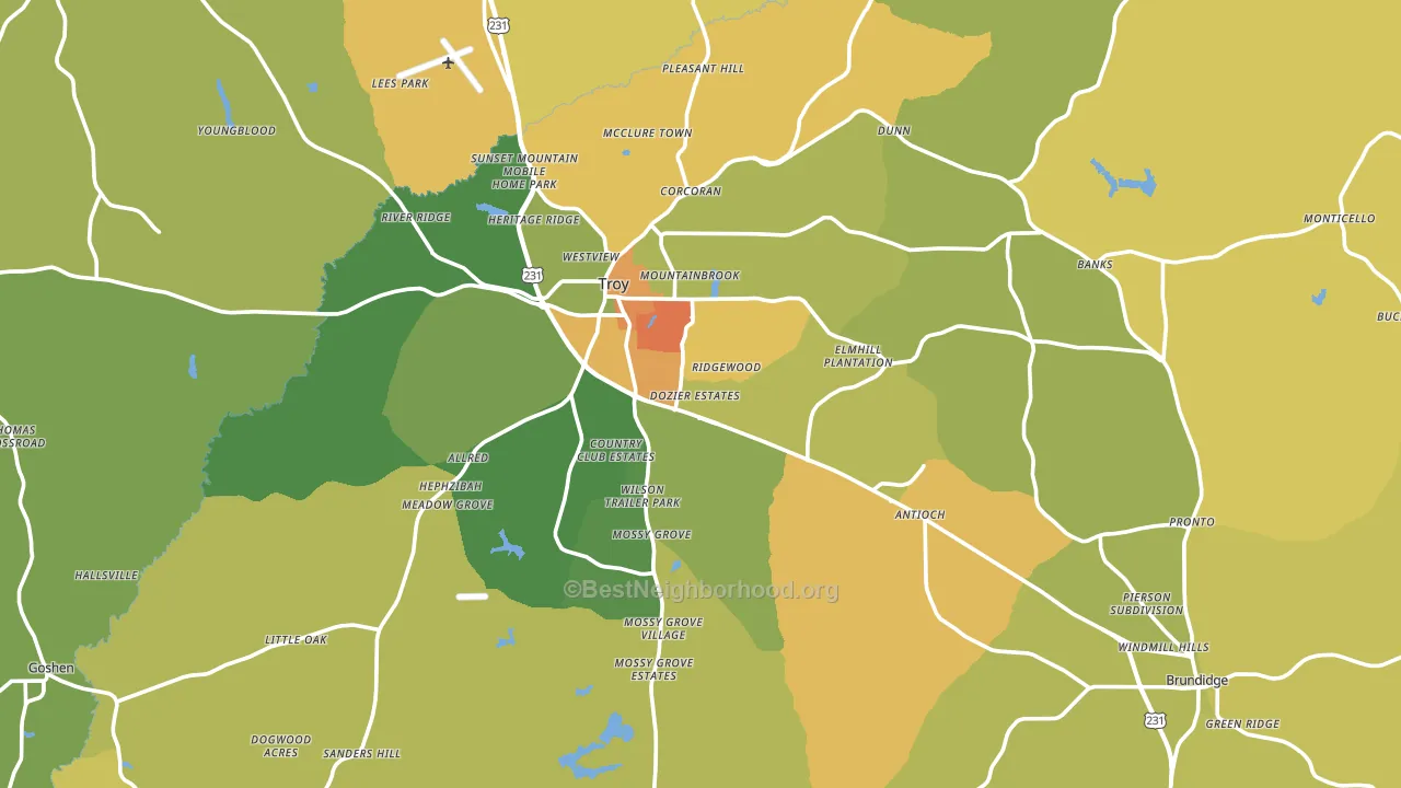 Pike County, AL block-group voter-turnout map