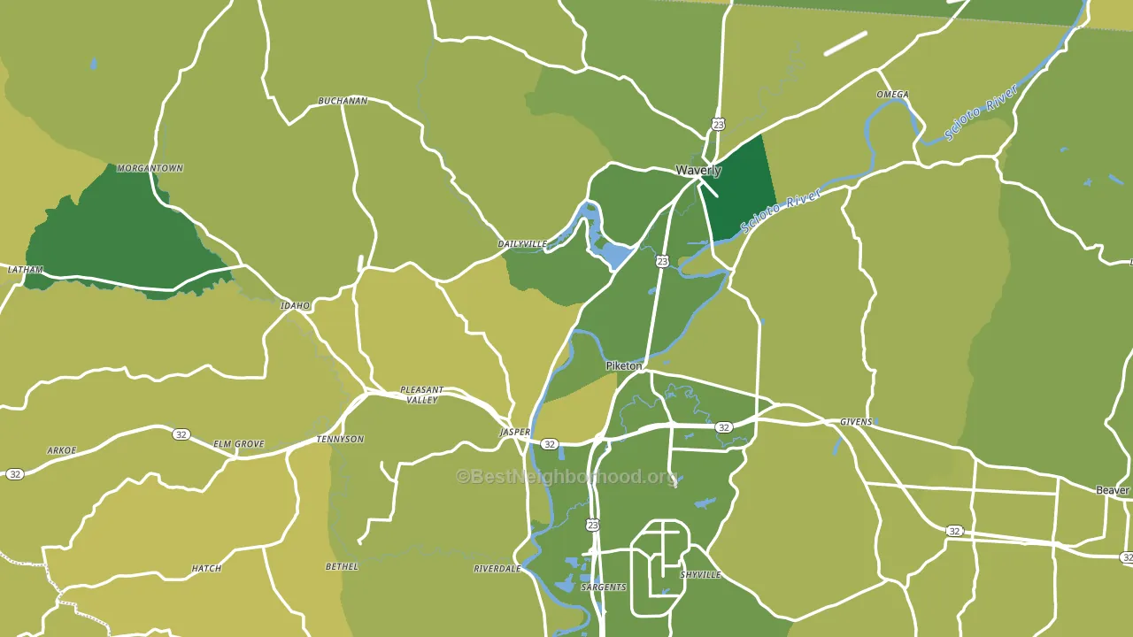 Pike County, OH block-group voter-turnout map