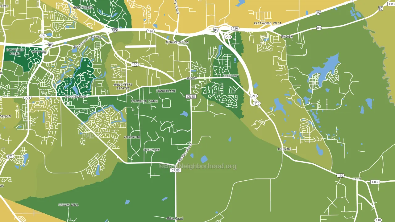 Pike Road, AL block-group voter-turnout map