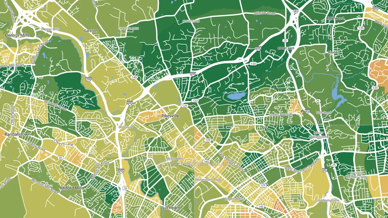 Pikesville, MD block-group voter-turnout map