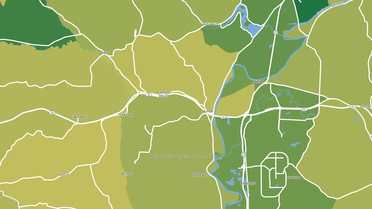Piketon, OH block-group voter-turnout map