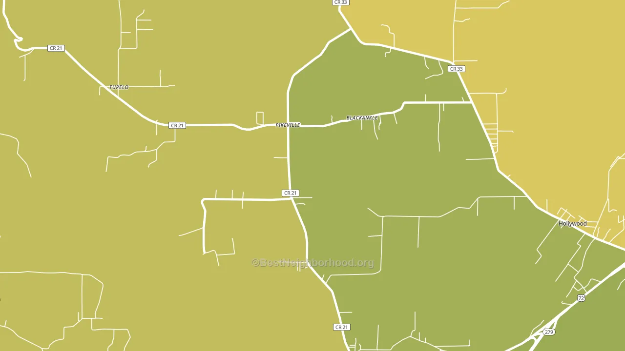 Pikeville, AL block-group voter-turnout map
