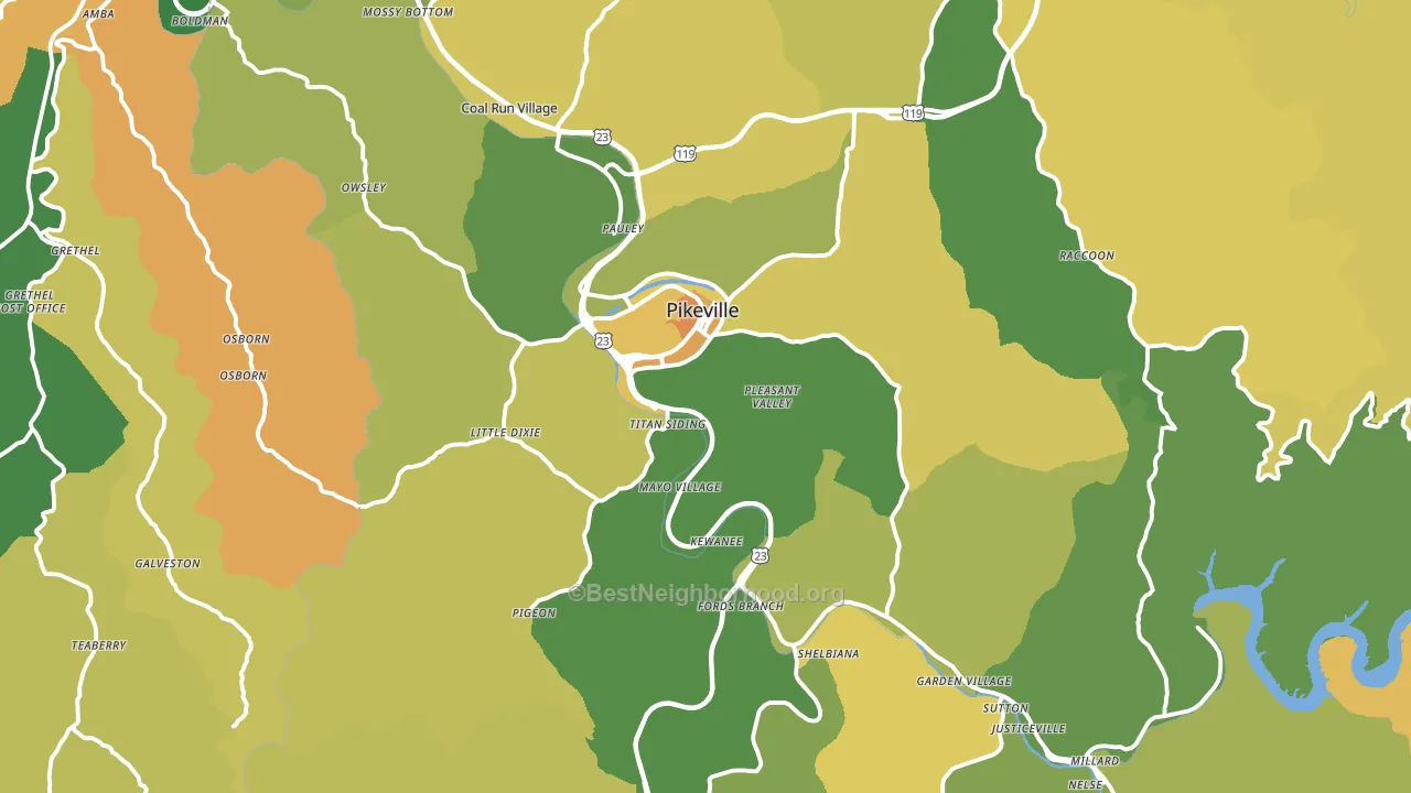 Pikeville, KY block-group voter-turnout map