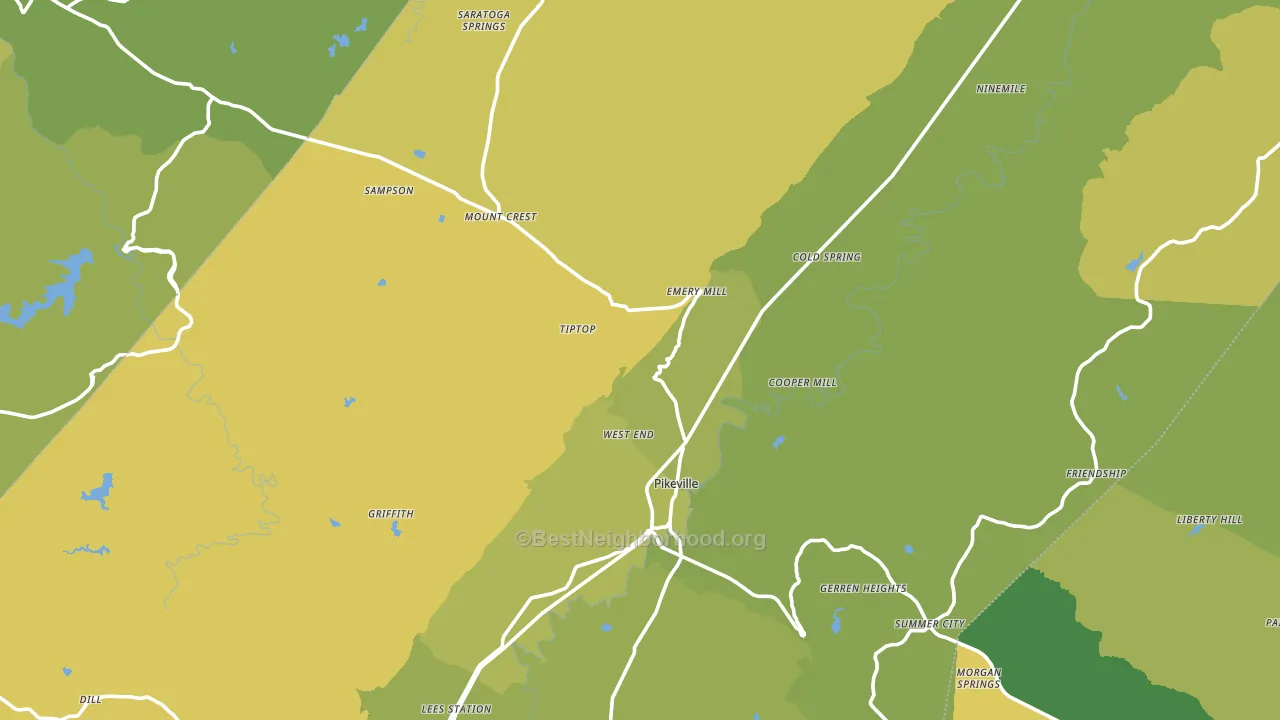 Pikeville, TN block-group voter-turnout map
