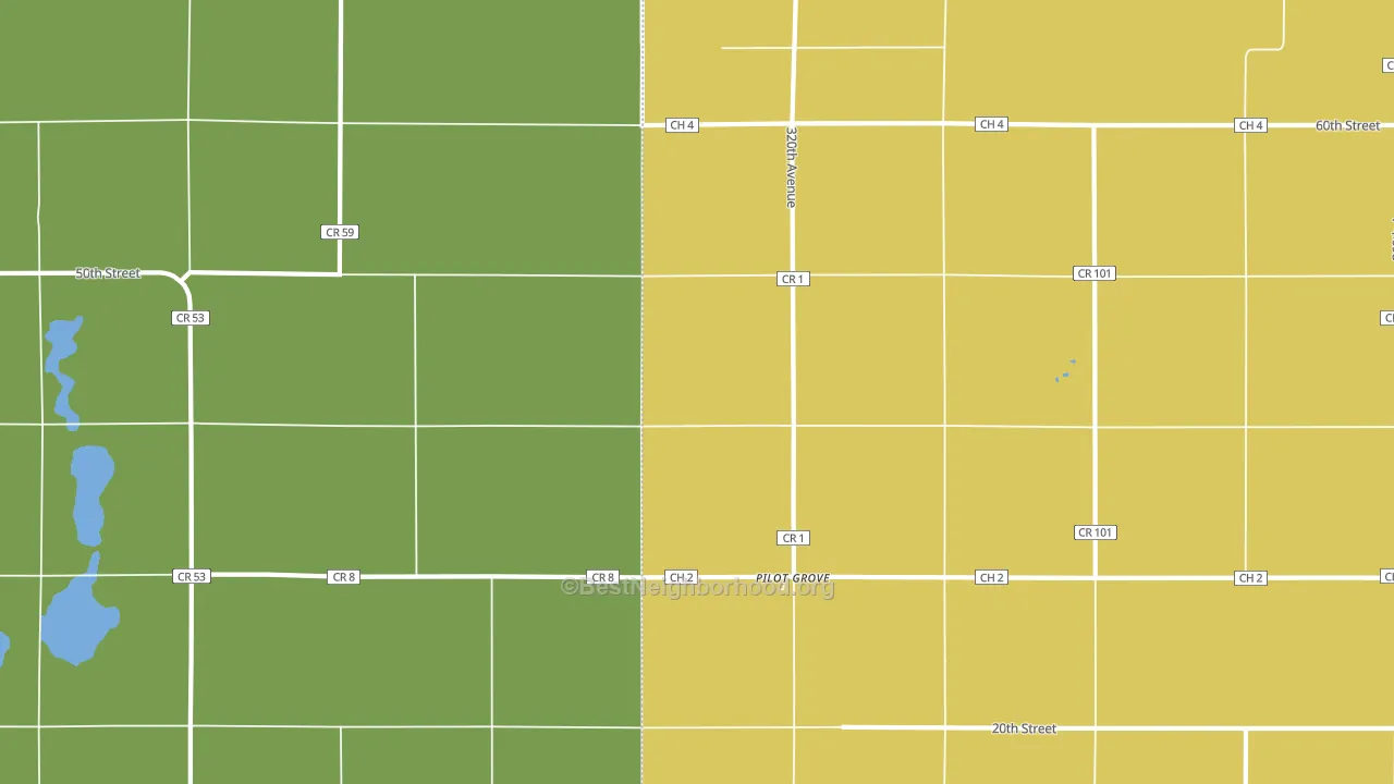 Pilot Grove, MN block-group voter-turnout map