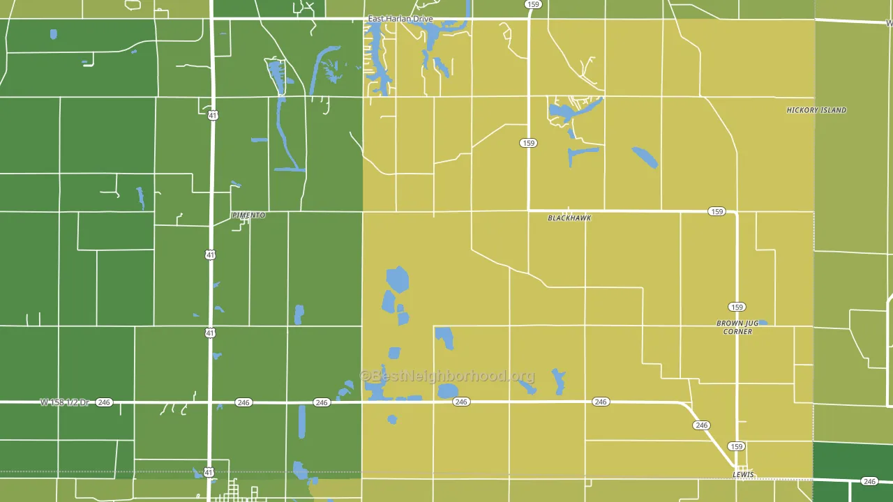 Pimento, IN block-group voter-turnout map