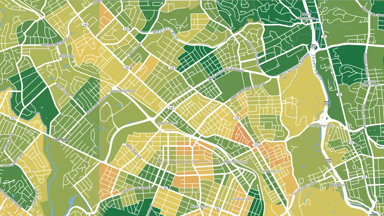 Pimlico, Baltimore, MD block-group voter-turnout map