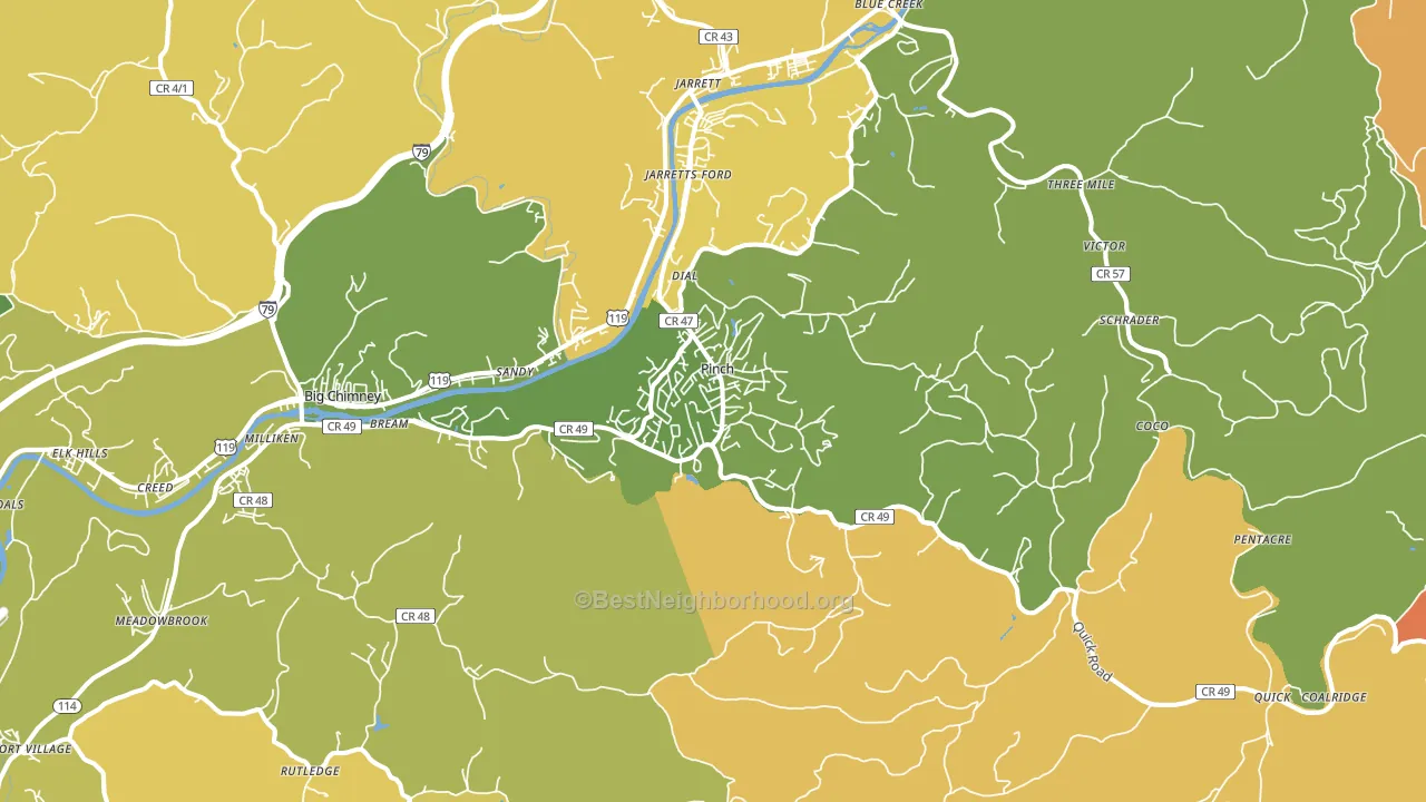 Pinch, WV block-group voter-turnout map