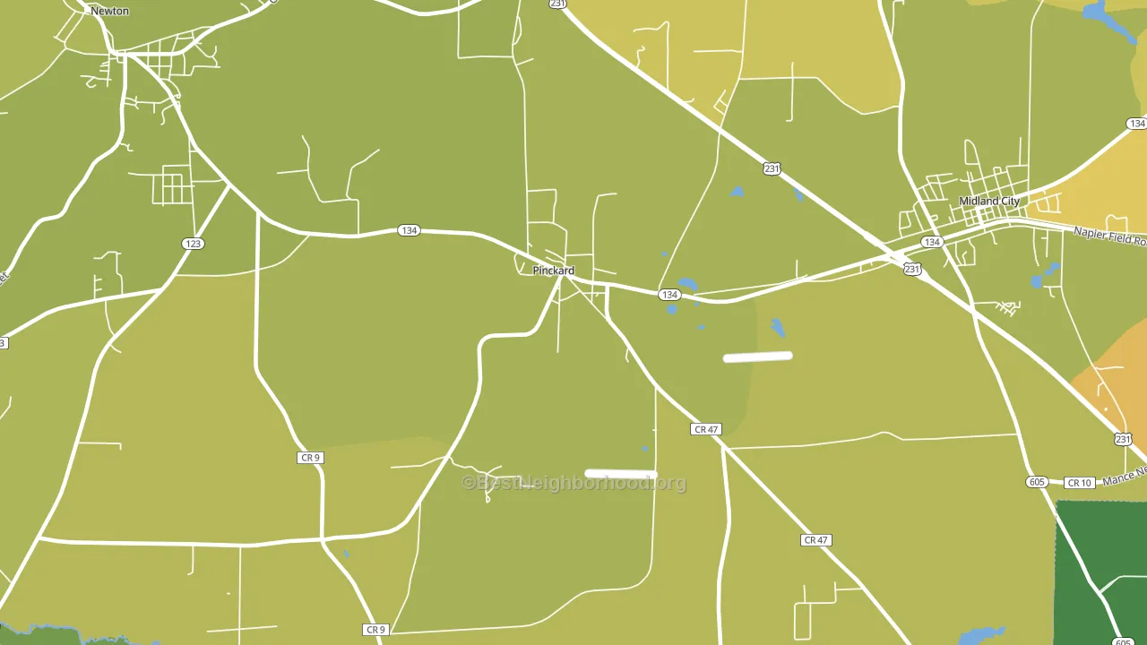 Pinckard, AL block-group voter-turnout map