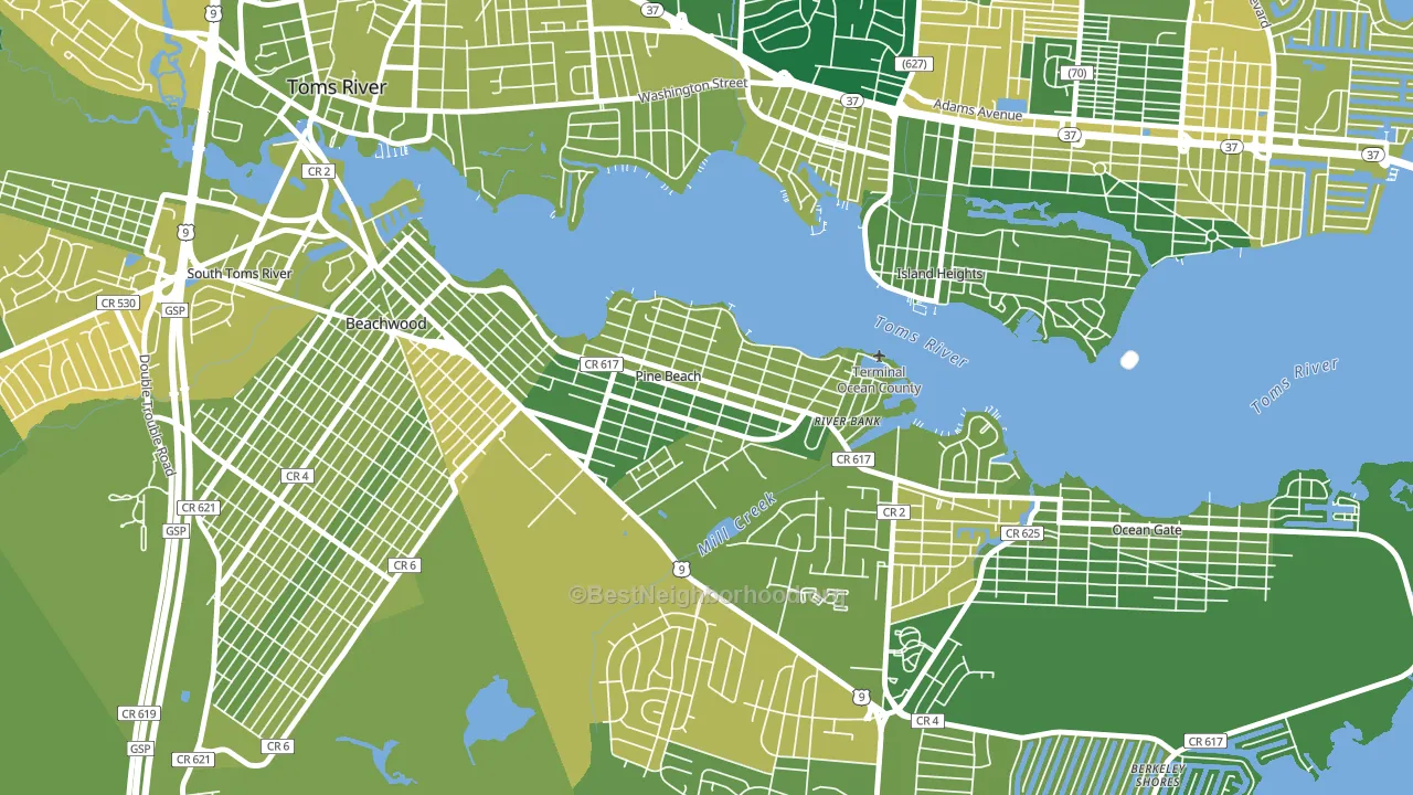 Pine Beach, NJ block-group voter-turnout map
