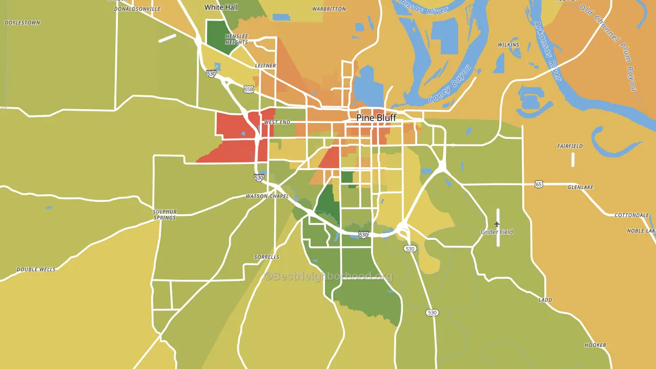 Pine Bluff, AR block-group voter-turnout map