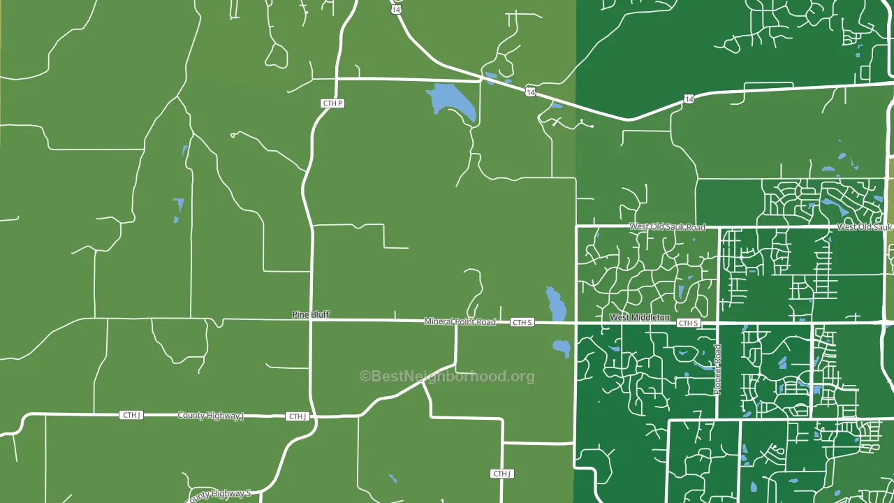 Pine Bluff, WI block-group voter-turnout map