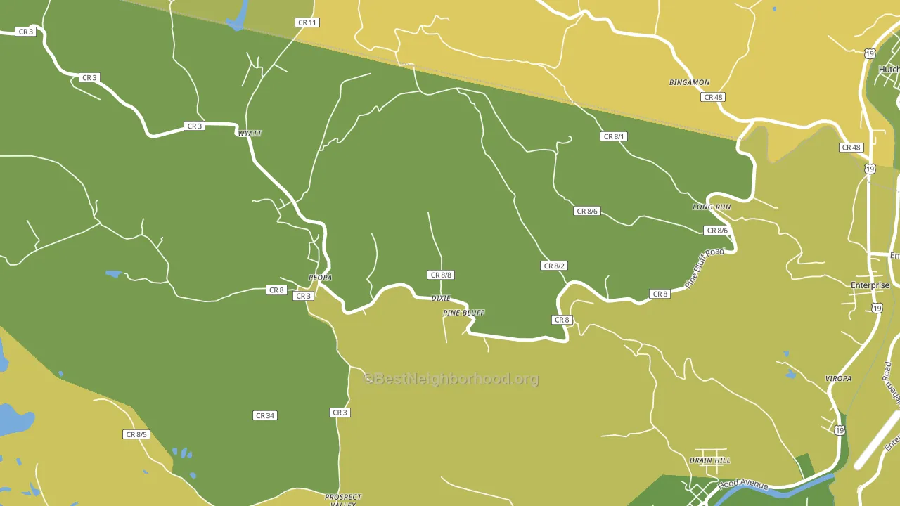 Pine Bluff, WV block-group voter-turnout map