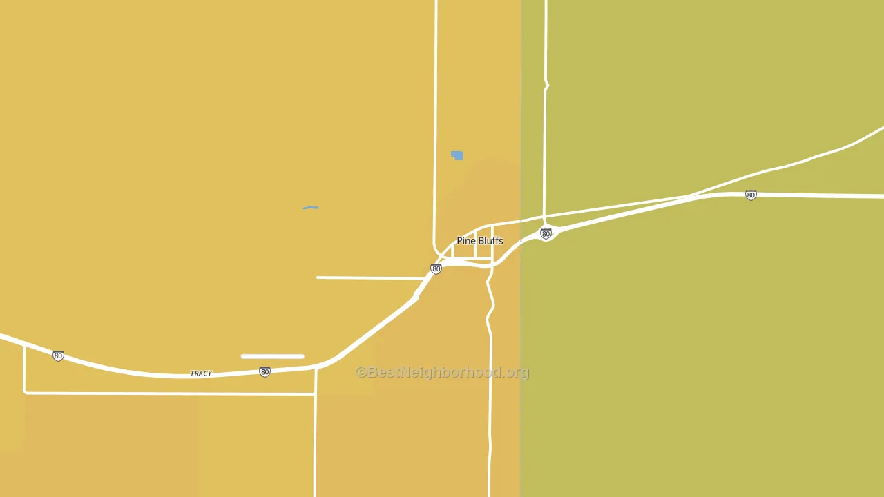 Pine Bluffs, WY block-group voter-turnout map