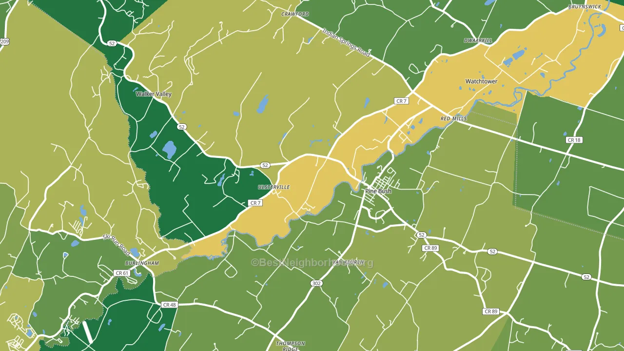 Pine Bush, NY block-group voter-turnout map