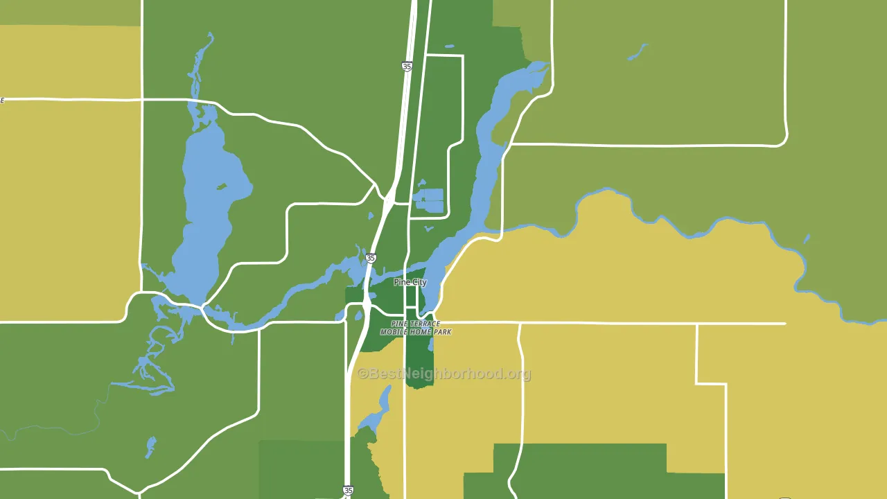Pine City, MN block-group voter-turnout map