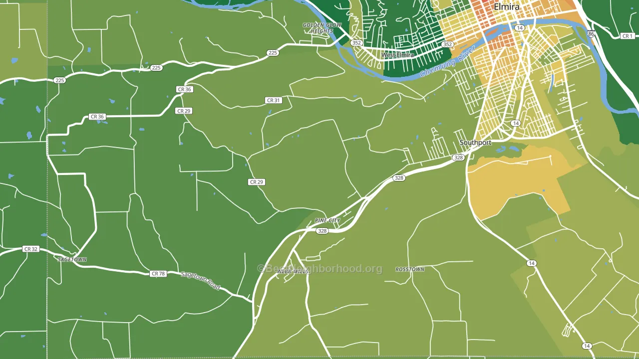 Pine City, NY block-group voter-turnout map