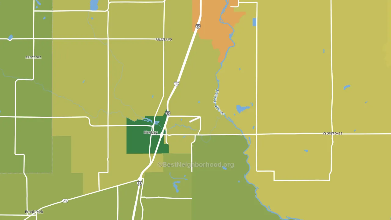 Pine County, MN block-group voter-turnout map