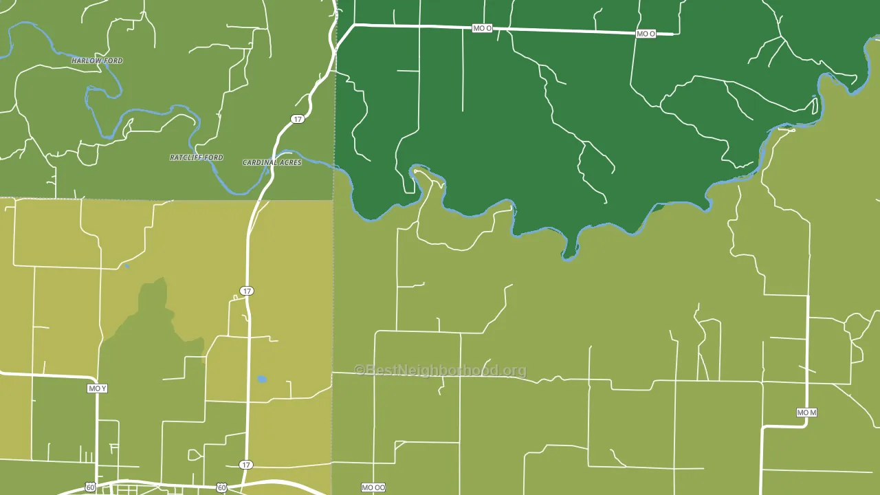 Pine Crest, MO block-group voter-turnout map