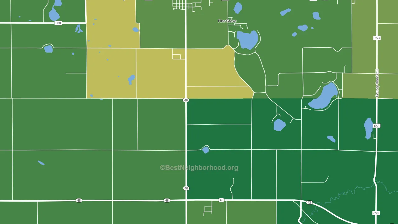 Pine Grove, MI block-group voter-turnout map