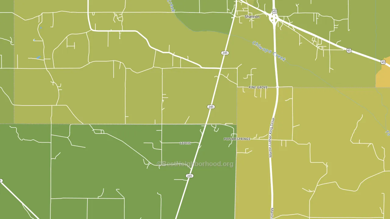 Pine Grove, MS block-group voter-turnout map