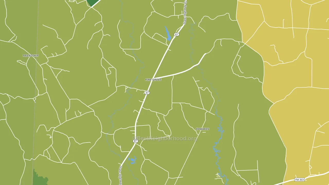 Pine Grove, TX block-group voter-turnout map