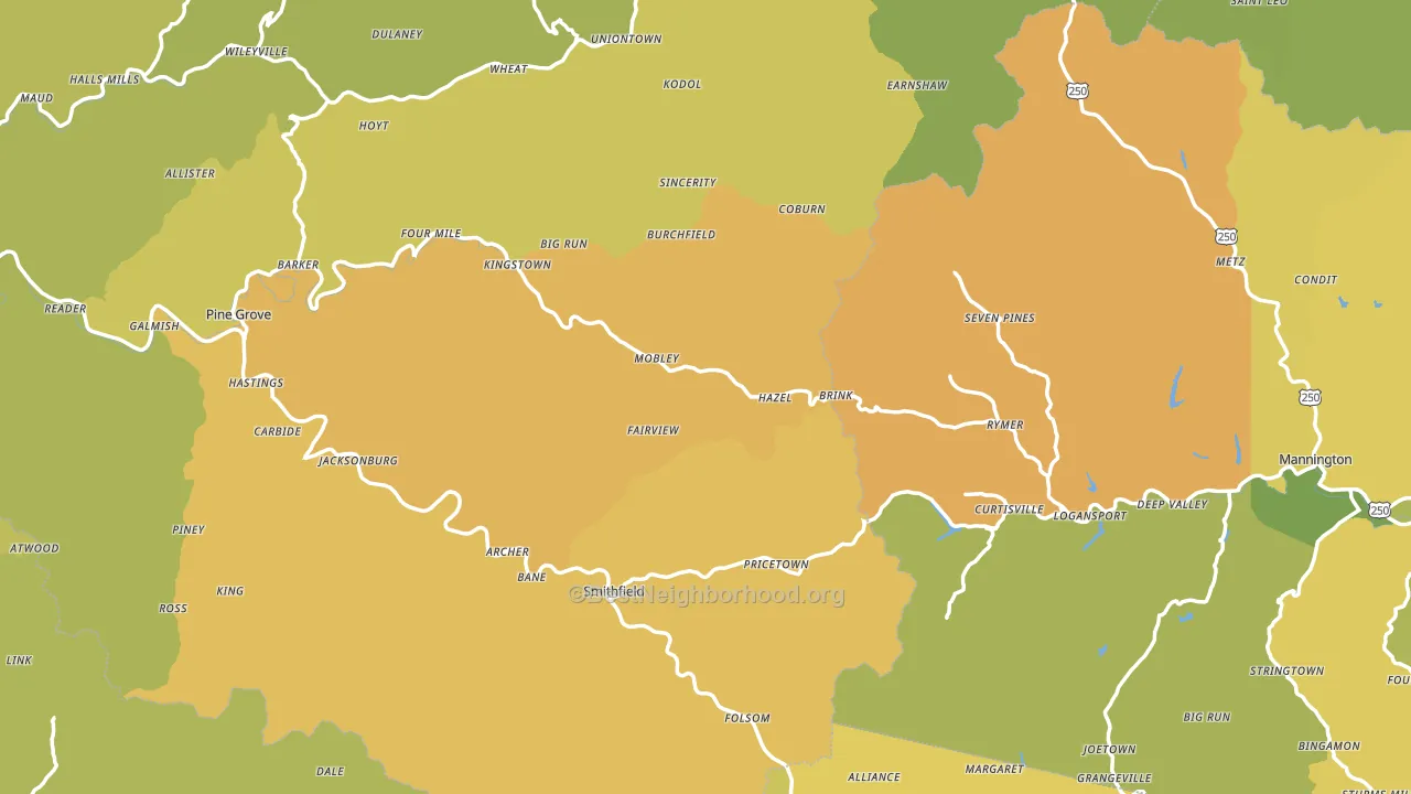 Pine Grove, WV block-group voter-turnout map