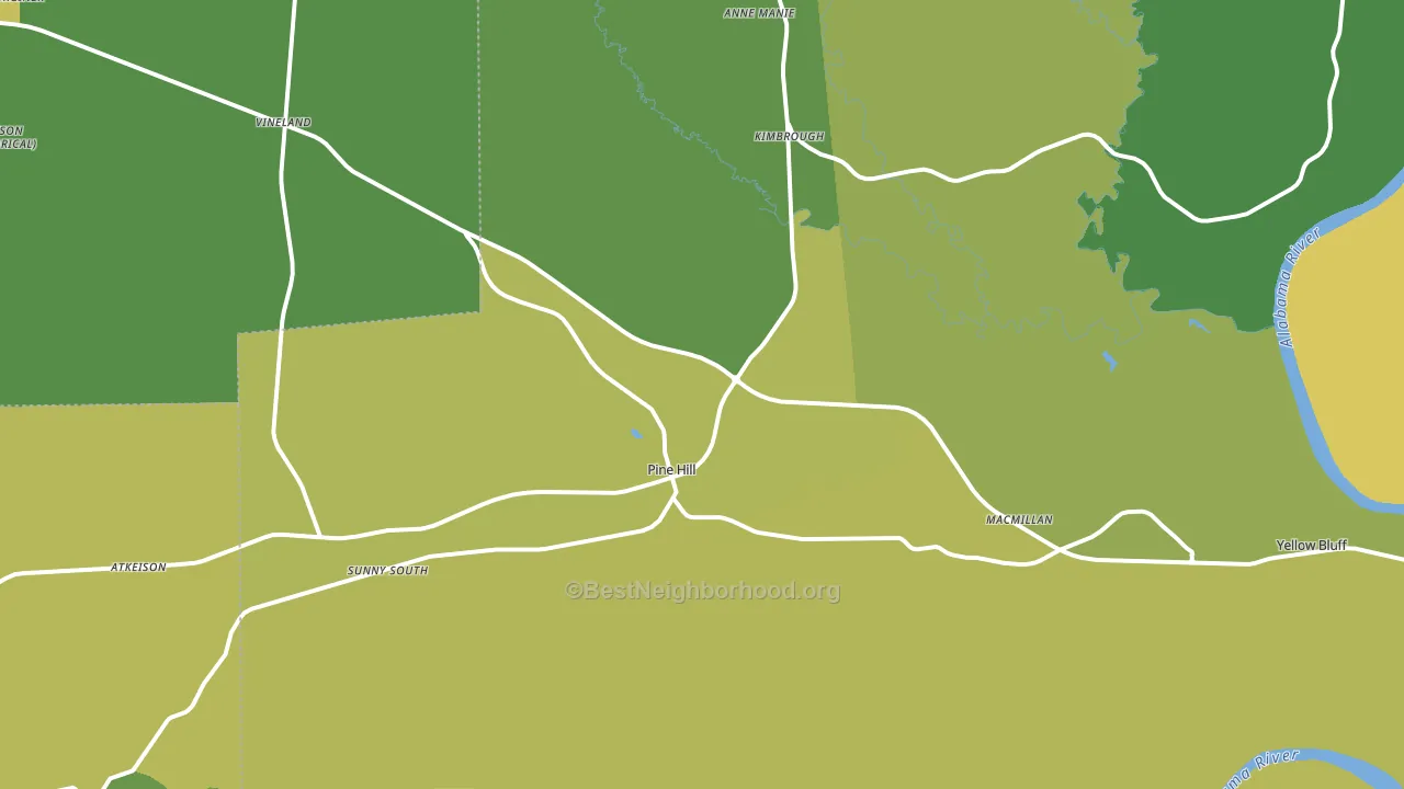 Pine Hill, AL block-group voter-turnout map