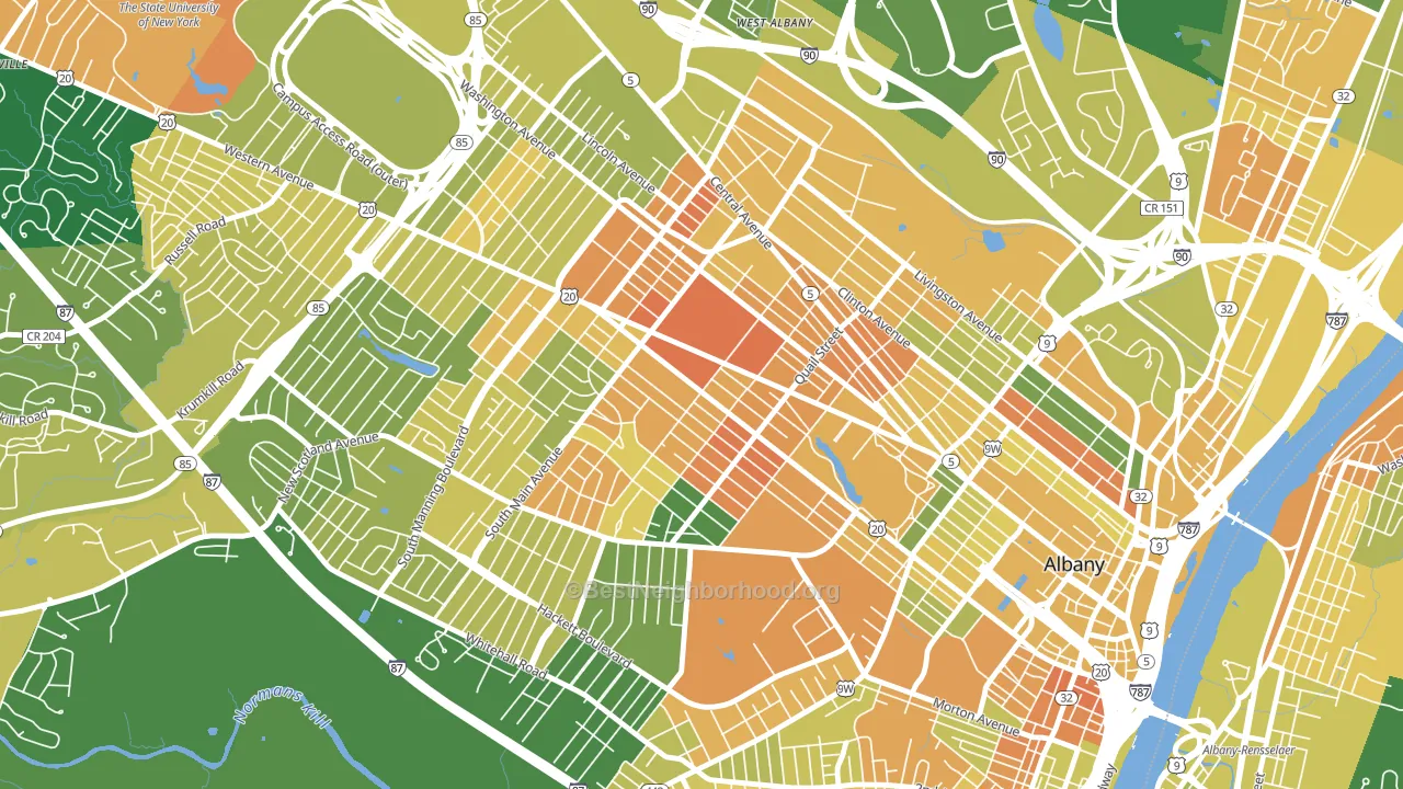 Pine Hills, Albany, NY block-group voter-turnout map
