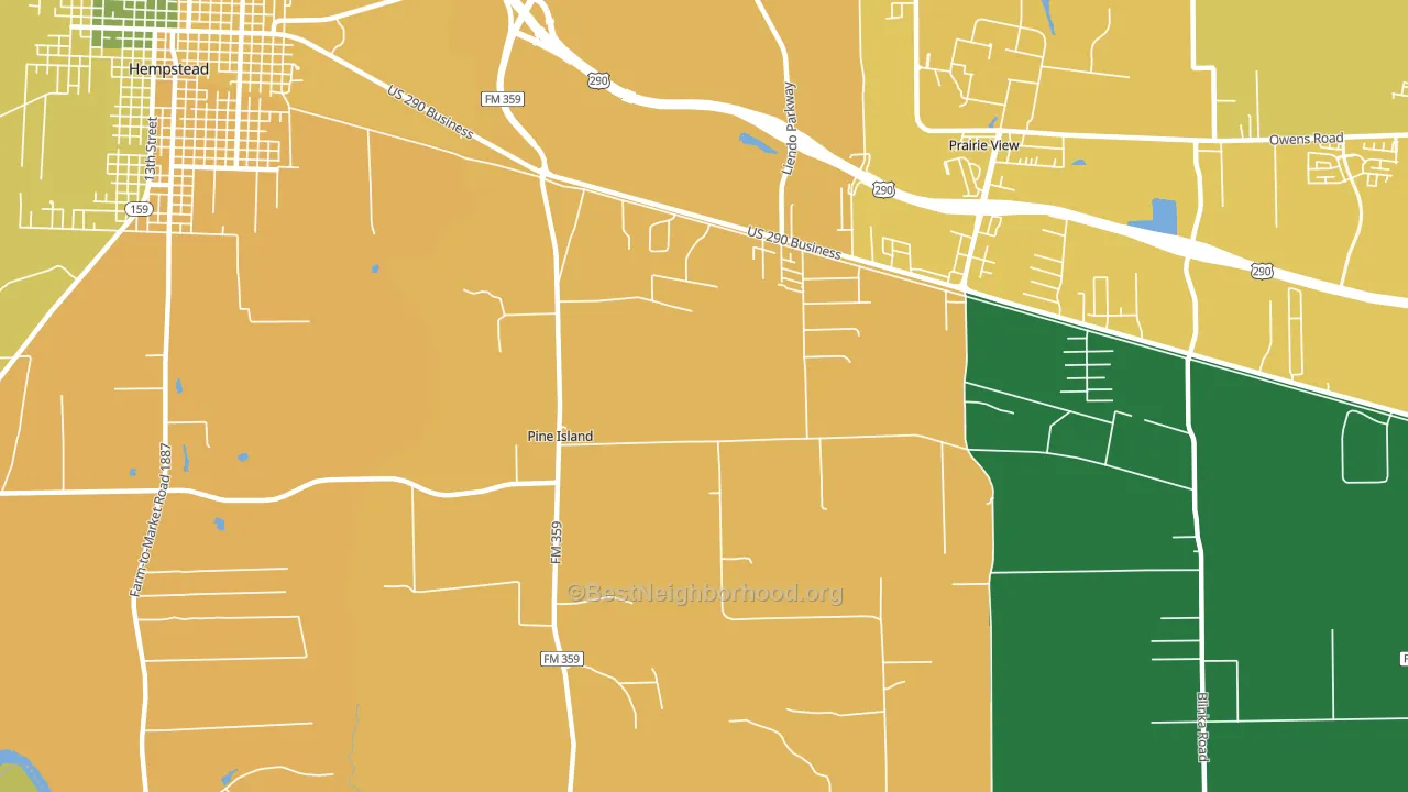 Pine Island, TX block-group voter-turnout map