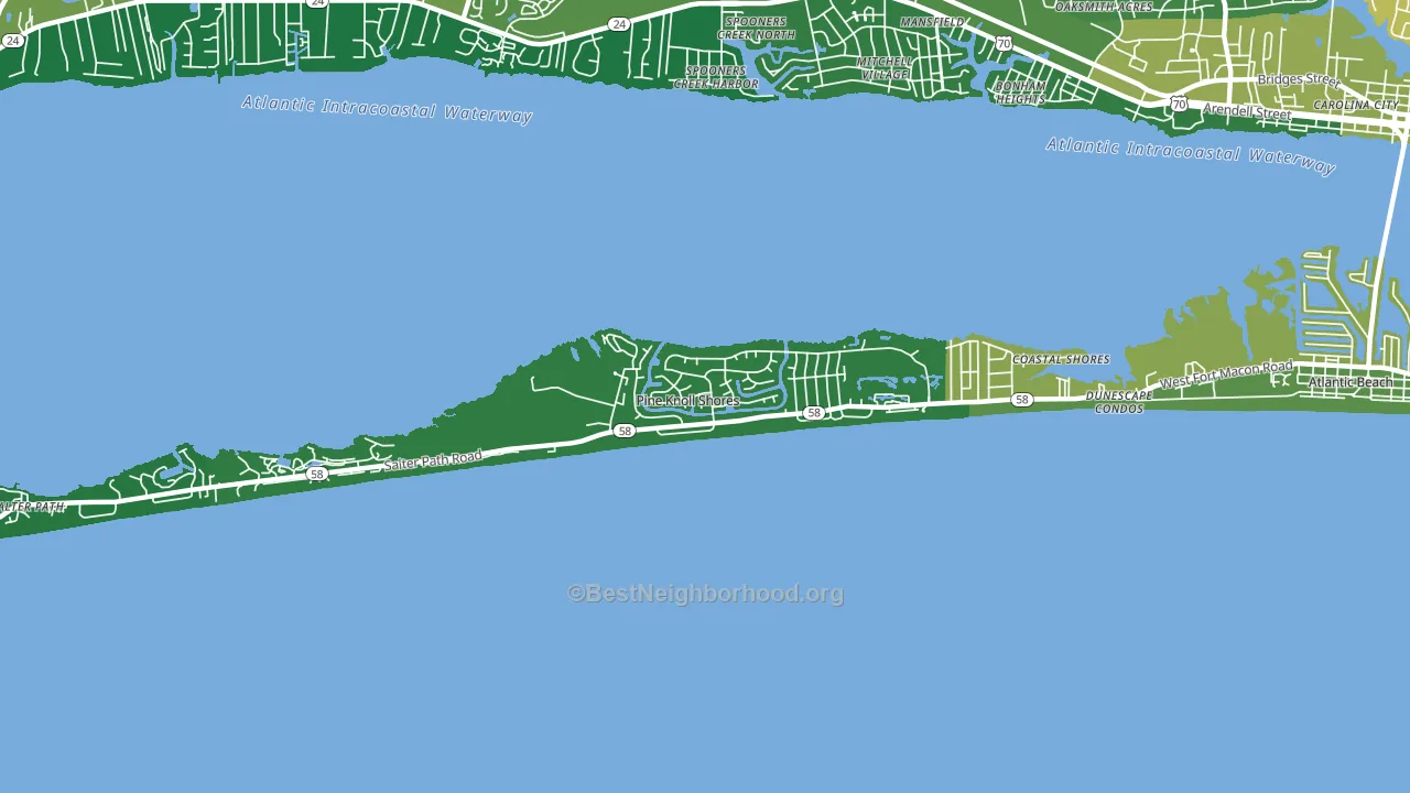 Pine Knoll Shores, NC block-group voter-turnout map