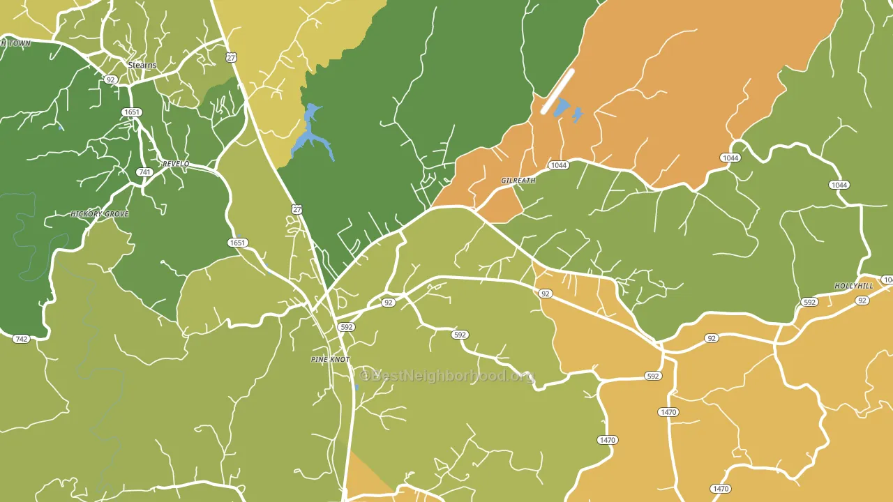 Pine Knot, KY block-group voter-turnout map