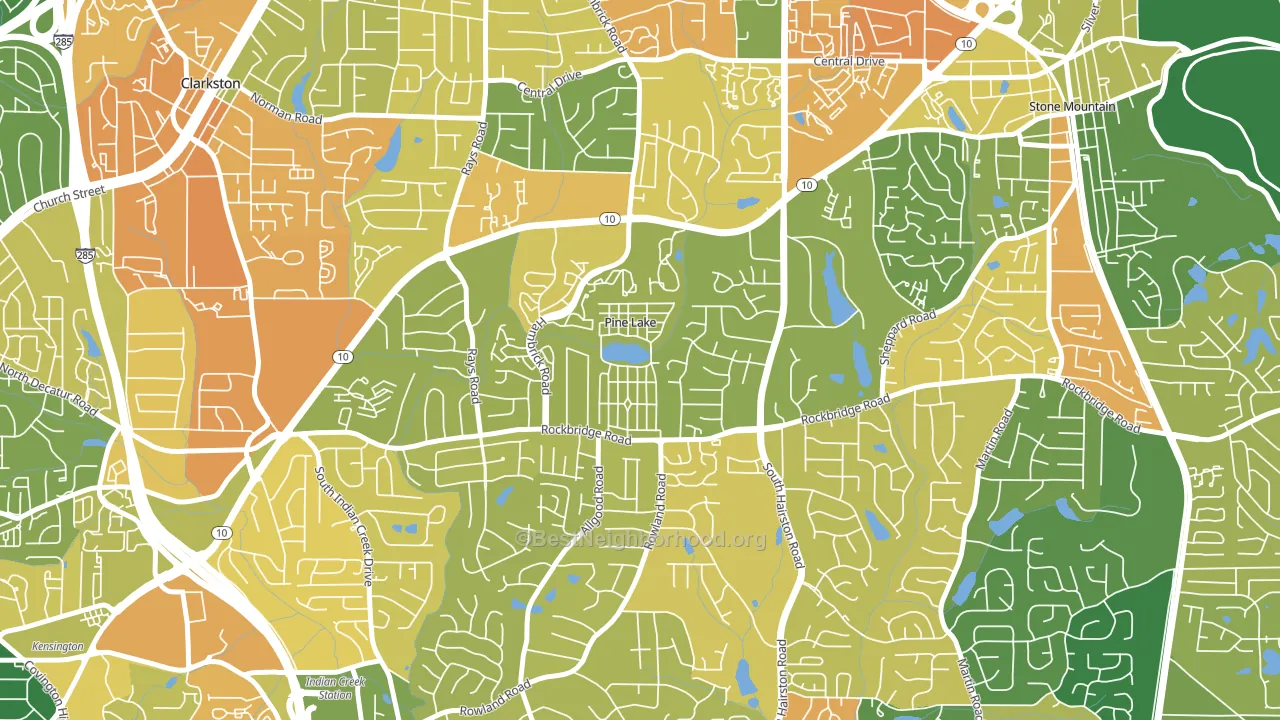 Pine Lake, GA block-group voter-turnout map
