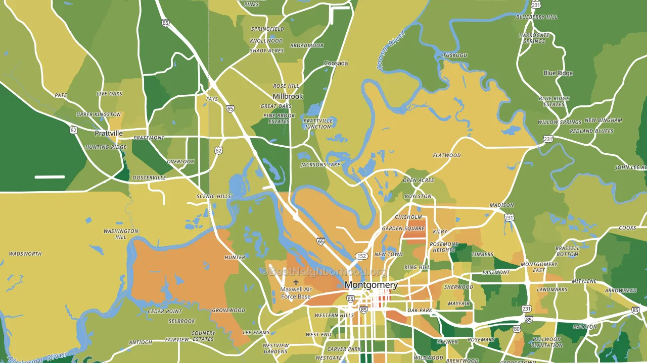 Pine Level, AL block-group voter-turnout map