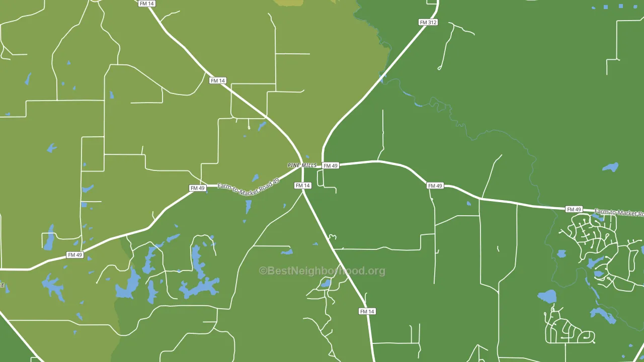Pine Mills, TX block-group voter-turnout map