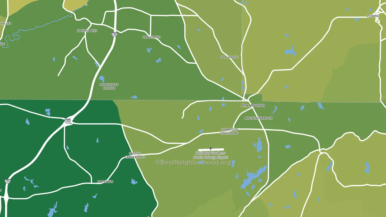 Pine Mountain, GA block-group voter-turnout map