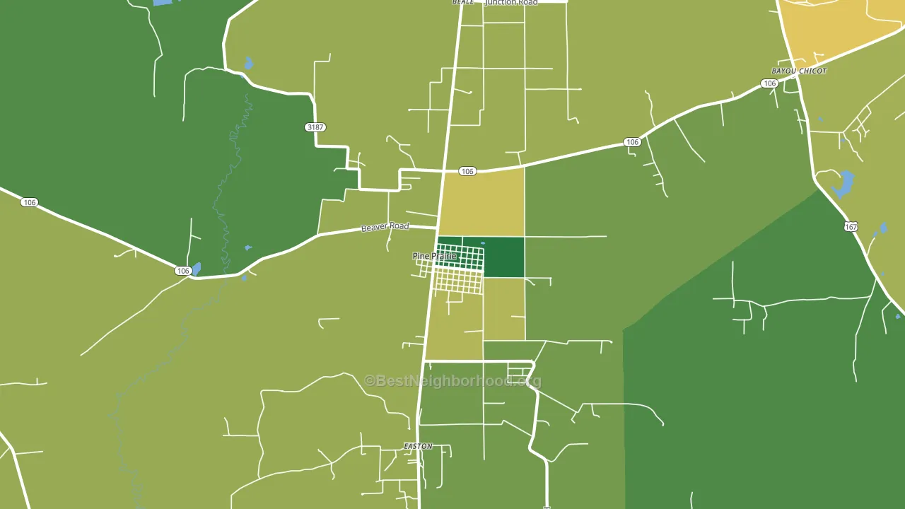 Pine Prairie, LA block-group voter-turnout map
