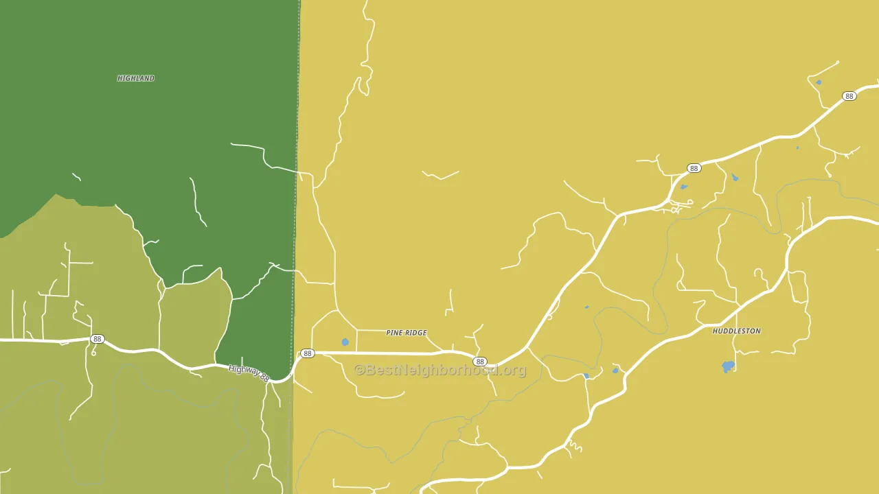 Pine Ridge, AR block-group voter-turnout map