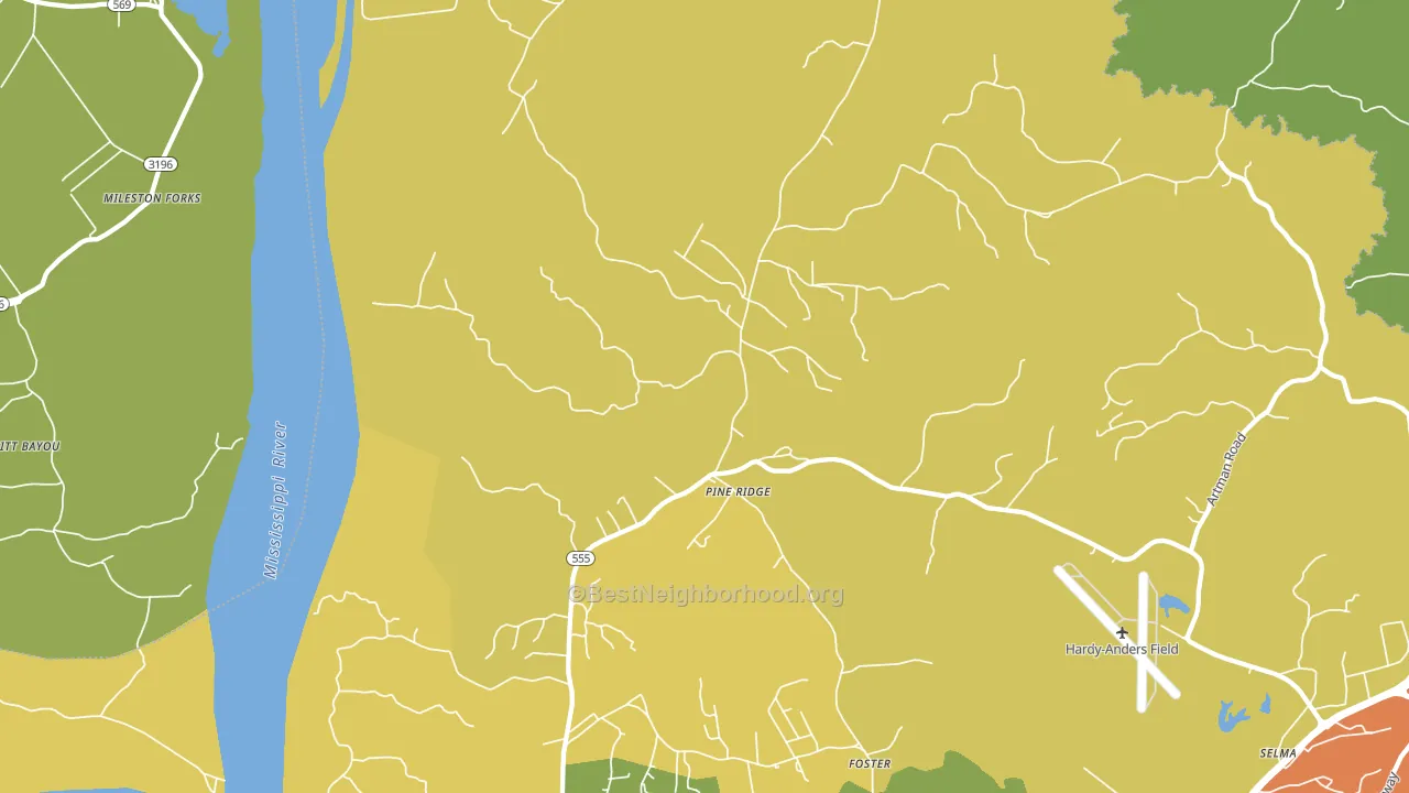 Pine Ridge, MS block-group voter-turnout map
