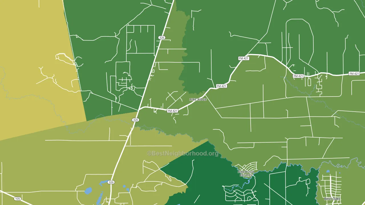 Pine Ridge, TX block-group voter-turnout map