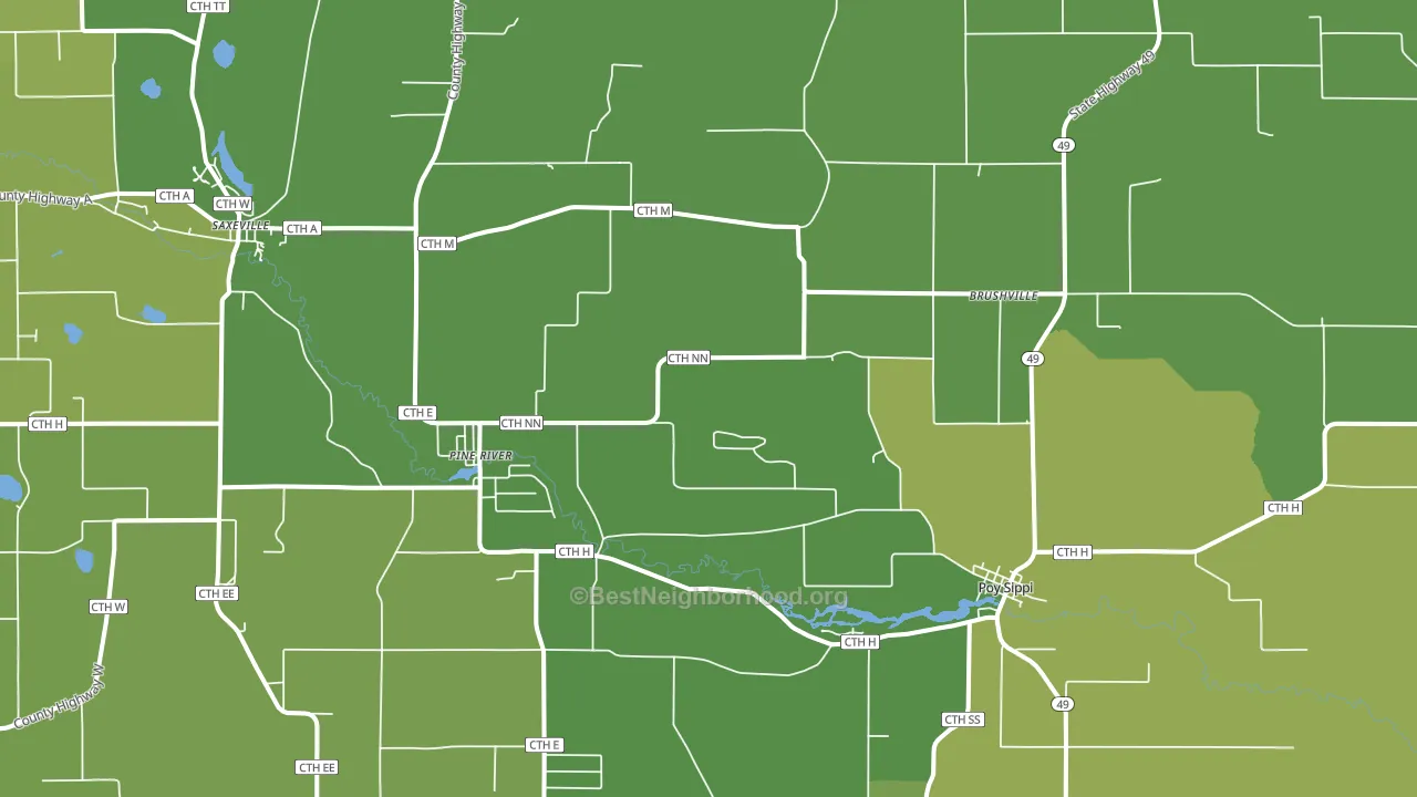 Pine River, WI block-group voter-turnout map
